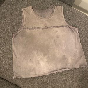 Grunge Emo Grey Tank w/ safety pin peekaboo Large